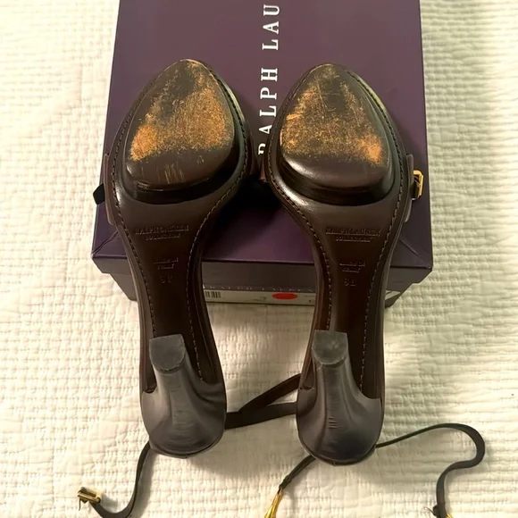 Ralph Lauren Purple Label Palma Chocolate Leather Heel — Like New! - Picture 3 of 4